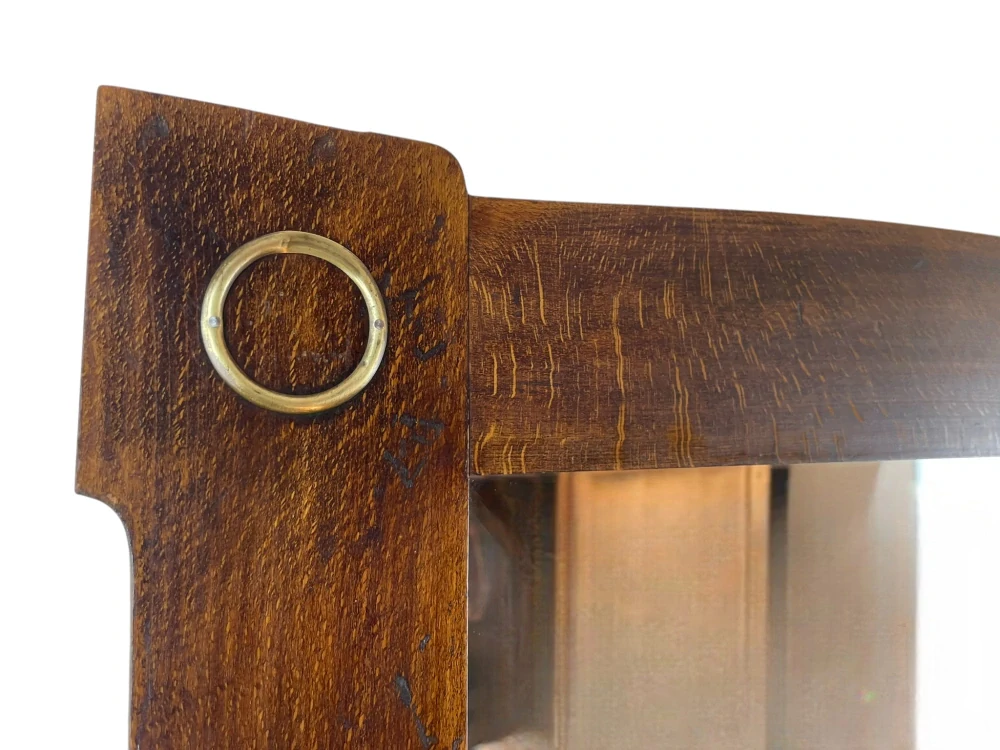 Starožitné dubové secesní fasetované zrcadlo