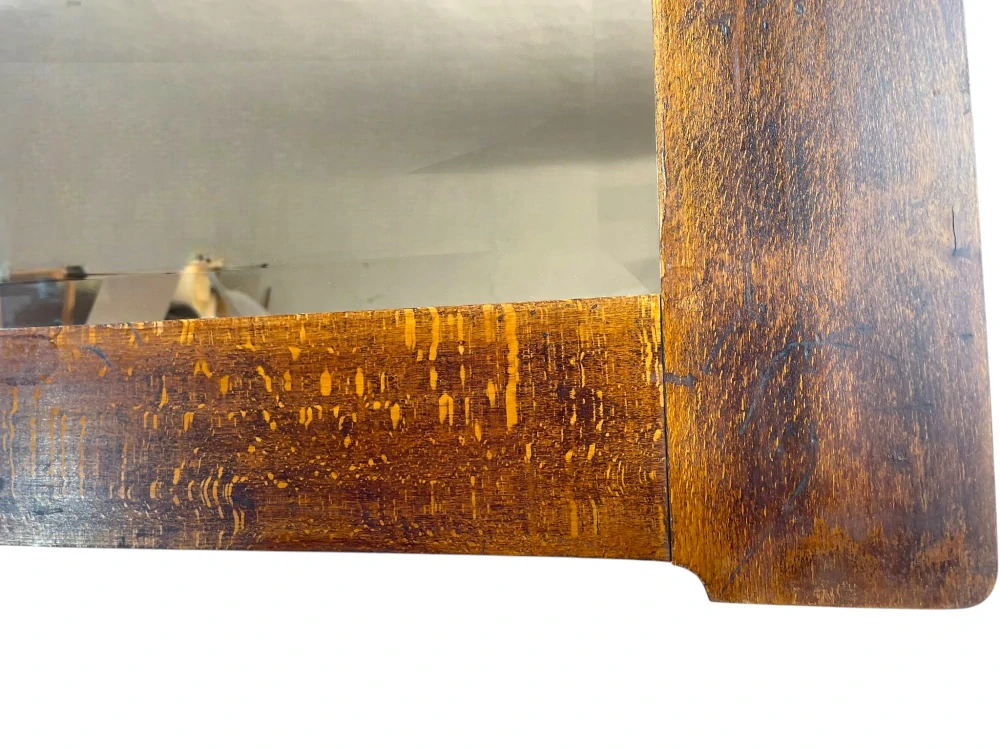 Starožitné dubové secesní fasetované zrcadlo